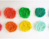 painted rice for craft and sensory play